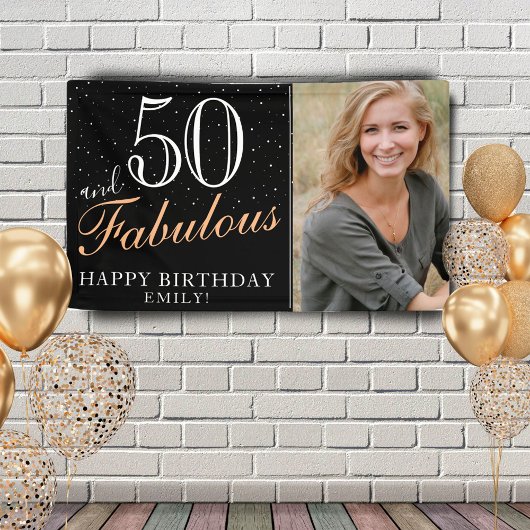 Banderoles 50 et fabuleux moderne Black 50th Birthday Photo