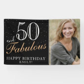 Banderoles 50 et fabuleux moderne Black 50th Birthday Photo (Horizontal)