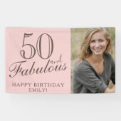 Banderoles 50 et fabuleux moderne rose 50e anniversaire Photo (Horizontal)