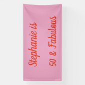 Banderoles 50 Et Fabuleux Orange Rose Boho Chic Anniversaire (Verticale)