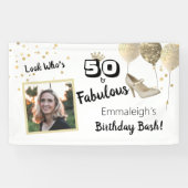 Banderoles 50 Et Fabuleux Photo Bold Noir Anniversaire (Horizontal)