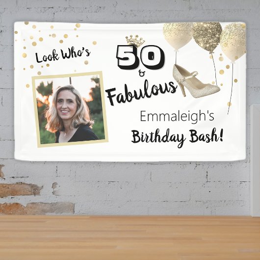 Banderoles 50 Et Fabuleux Photo Bold Noir Anniversaire
