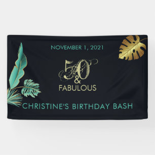 Banderoles 50 et Fabulous Green Gold Feuilles fête d'annivers