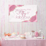 Banderoles 50 et Fabulous Pink Gold 50th Birthday Banner<br><div class="desc">Surprenez le célébrant ou accueillez les invités avec cette bannière Cinquante et Fabuleux Joyeux 50e Anniversaire. Caractéristiques texture rose agate tranche de géode avec des accents de parties scintillant faux or. Les textes sont un mélange de couleurs claires et roses foncées. Le nom et la date peuvent être customisés ou...</div>