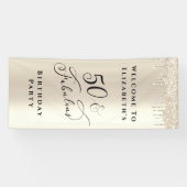 Banderoles 50 Fabuleuse Parties scintillant Champagne Gold An (Horizontal)