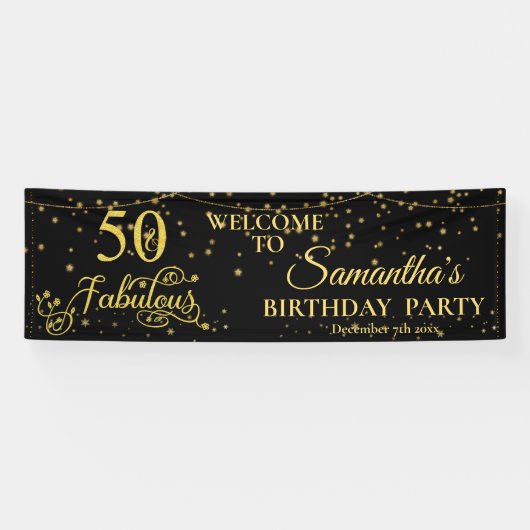 Banderoles 50 Fabuleux 50e anniversaire Parties scintillant N (Horizontal)