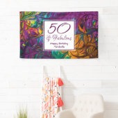 Banderoles 50 & Fabuleux Abstrait PURPLE personnalisé Anniver (En situation)