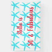 Banderoles 50 & Fabuleux Anniversaire Bleu Starfish Motif mig (Vertical)
