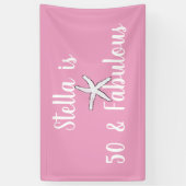 Banderoles 50 & Fabuleux Anniversaire de poisson rose blanc m (Vertical)