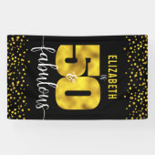 Banderoles 50 fabuleux anniversaire noir feuille d'or points  (Horizontal)