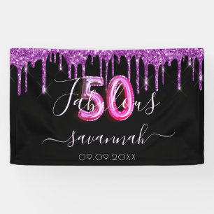 Banderoles 50 & Fabuleux anniversaire noir violet parties sci