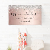 Banderoles 50 Fabuleux anniversaire rose or argent (En situation)