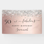 Banderoles 50 Fabuleux anniversaire rose or argent (Horizontal)