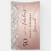Banderoles 50 Fabuleux anniversaire rose or argent (Vertical)