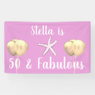 Banderoles 50 & Fabuleux Anniversaire Starfish Pink Gold Ball