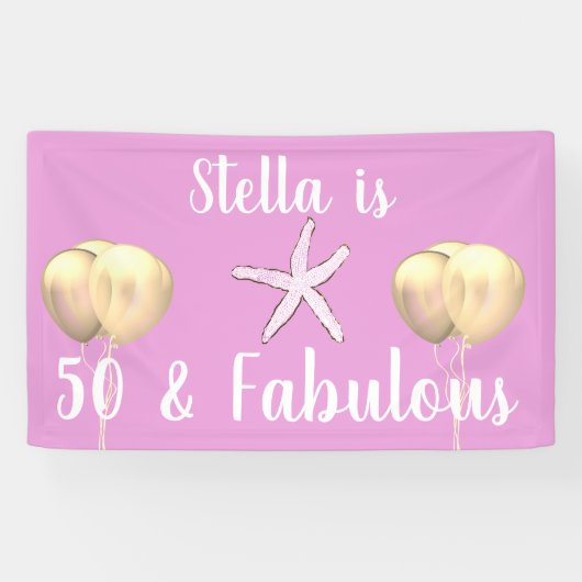 Banderoles 50 & Fabuleux Anniversaire Starfish Pink Gold Ball (Horizontal)