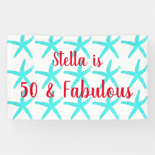 Banderoles 50 & Fabuleux Anniversaire Turquoise Starfish Moti