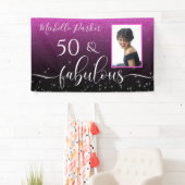 Banderoles 50 Fabuleux Moderne Parties scintillant rose inter (En situation)