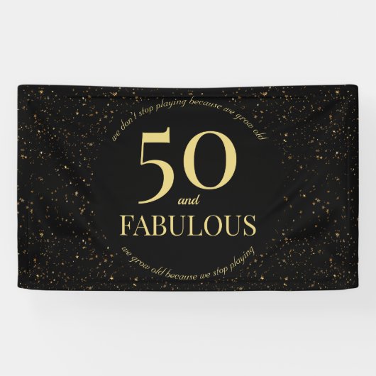 Banderoles 50 Fabuleux Noir Moderne Confetti Typographie (Horizontal)