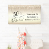Banderoles 50 Fabuleux Parties scintillant d'or Anniversaire (En situation)