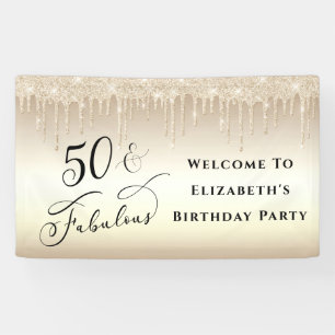 Banderoles 50 Fabuleux Parties scintillant d'or Anniversaire