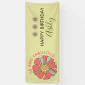 Banderoles 50 & Fabuleux Retro Floral Anniversaire (Vertical)