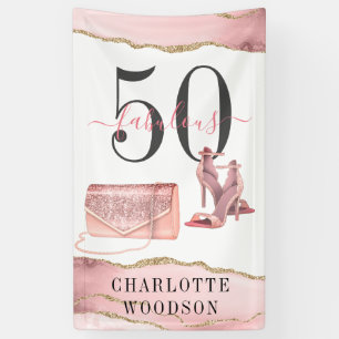 Banderoles 50 Fabuleux Rose Gold Parties scintillant Agate Da