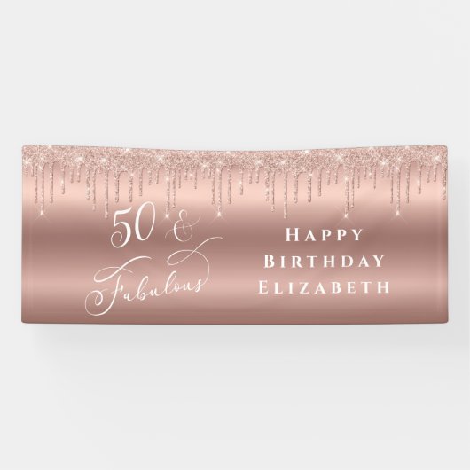 Banderoles 50 Fabuleux Rose Gold Parties scintillant fête d'a (Horizontal)