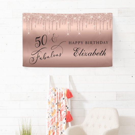 Banderoles 50 Fabuleux Rose Gold Parties scintillant fête d'a (En situation)