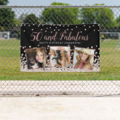 Banderoles 50 Fabuleux Rose Gold Photo Collage 50e Anniversai (En situation)