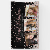 Banderoles 50 Fabuleux Rose Gold Photo Collage 50e Anniversai (Vertical)