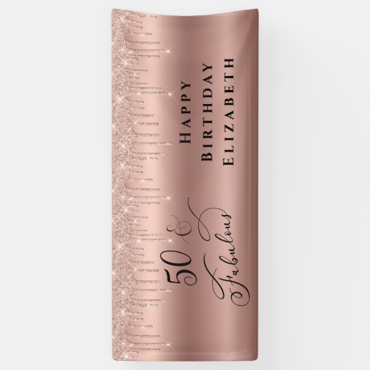 Banderoles 50 Fabuleux Rose Parties scintillant Gold fête d'a (Vertical)