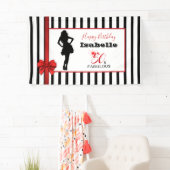 Banderoles 50 & FABULOUS 50e anniversaire Stripes noir/blanc (En situation)