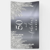 Banderoles 50 fabulous birthday sparg glitter silver (Vertical)
