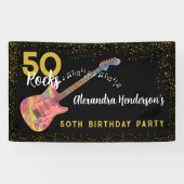 Banderoles 50 Rocks 50e fête d'anniversaire Pink Black Gold (Horizontal)
