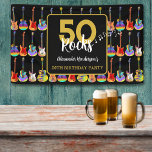 Banderoles 50 Rocks 50th Birthday Party Ajouter un nom<br><div class="desc">Aménagez l'atmosphère pour la parfaite fête du 50ème anniversaire de 50 rochers avec cette cool guitare funky thème cinquantième bannière de fête avec typographie or moderne pour personnaliser avec le nom de l'homme d'anniversaire ou des femmes sur un arrière - plan noir. Idéal pour une soirée rock and roll avec...</div>