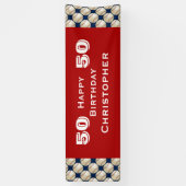 Banderoles 50e, 55e Anniversaire de base-ball, Nom, Rouge (Vertical)