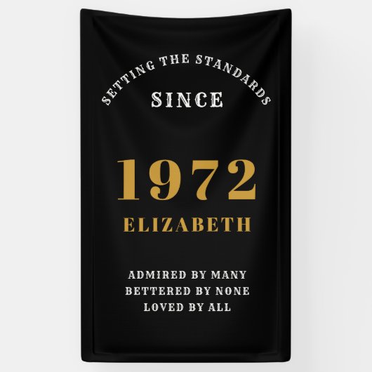 Banderoles 50e anniversaire 1972 Elegant Chic Gold Noir (Vertical)