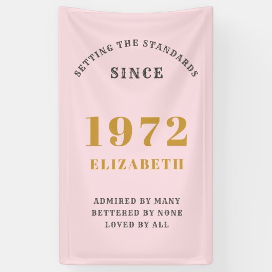 Banderoles 50e anniversaire 1972 Elégant Gold Rose Grey (Vertical)