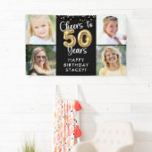 Banderoles 50e anniversaire 4 Photos Bravo à 50 ans Confetti (En situation)