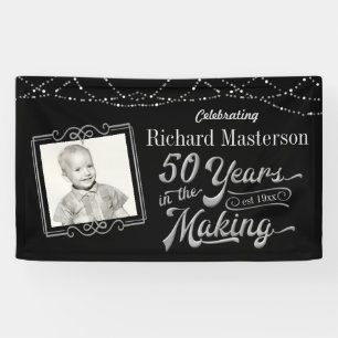 Banderoles 50e anniversaire 50 ans dans l'argent noir