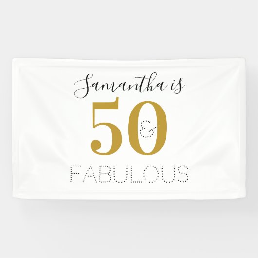 Banderoles 50e Anniversaire 50 et fabuleux Anniversaire Or Bl (Horizontal)