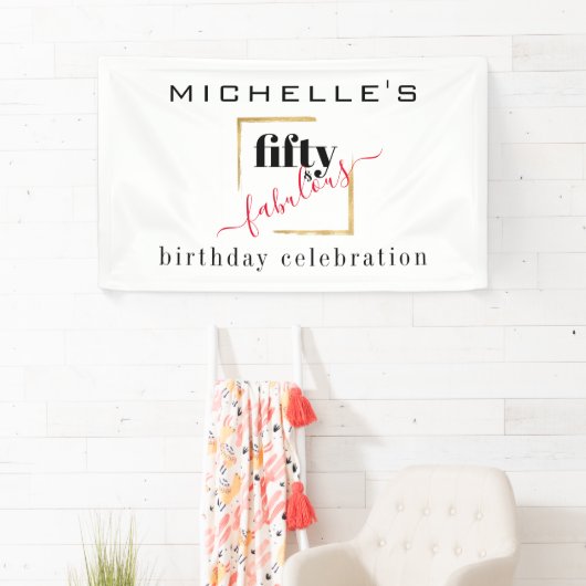 Banderoles 50e anniversaire 50 & Fabulous Elegant Black Gold (En situation)