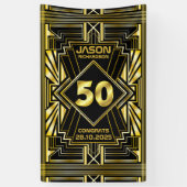 Banderoles 50e anniversaire Art Déco Gold Black Great Gatsby (Vertical)