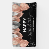 Banderoles 50e anniversaire Ballons d'argent rose (Verticale)