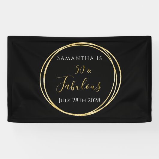 Banderoles 50e anniversaire Black Gold fête d'anniversaire (Horizontal)