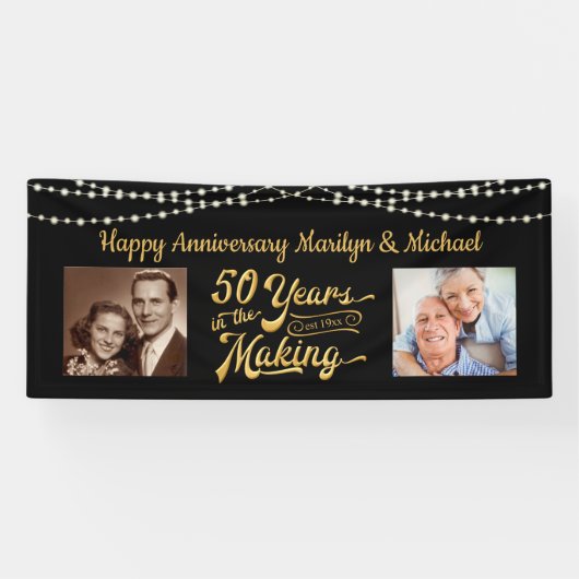 Banderoles 50e anniversaire Black Gold String éclaire Photos (Horizontal)