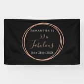 Banderoles 50e anniversaire Black Rose Gold fête d'anniversai (Horizontal)