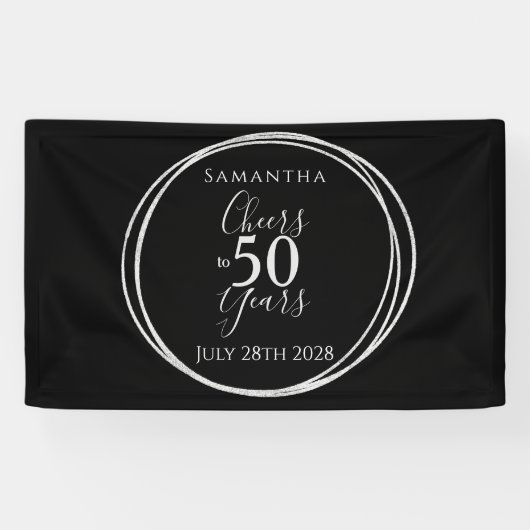Banderoles 50e anniversaire Black Silver encourage la fête de (Horizontal)