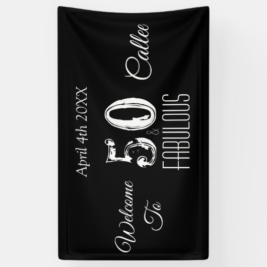 Banderoles 50e anniversaire blanc et blanc (Vertical)